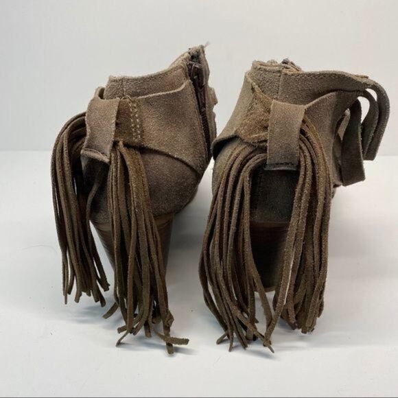 Jeffrey Campbell Taupe Suede Tassel Strappy Boots Size 8 - Picture 3 of 7